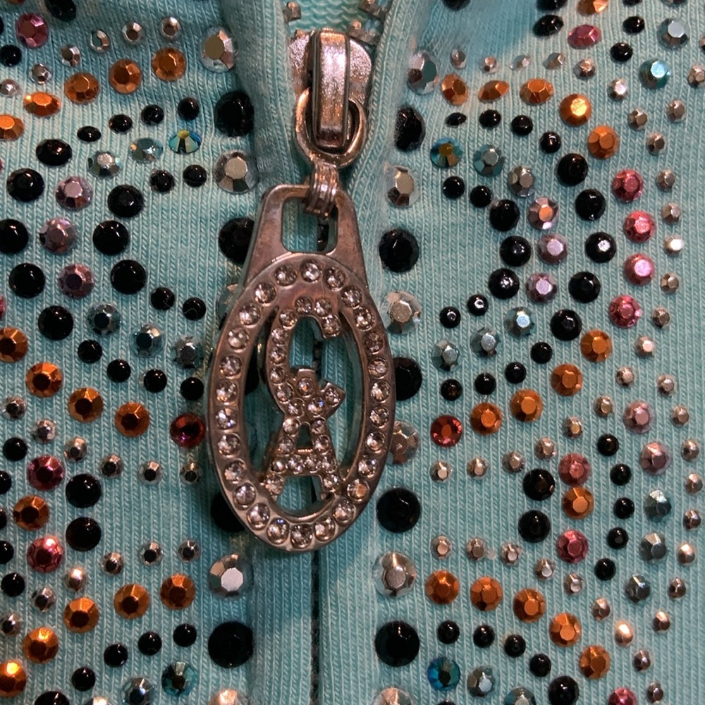 Aqua Embellished Zip-Up Hoodie - Picture 3 of 7